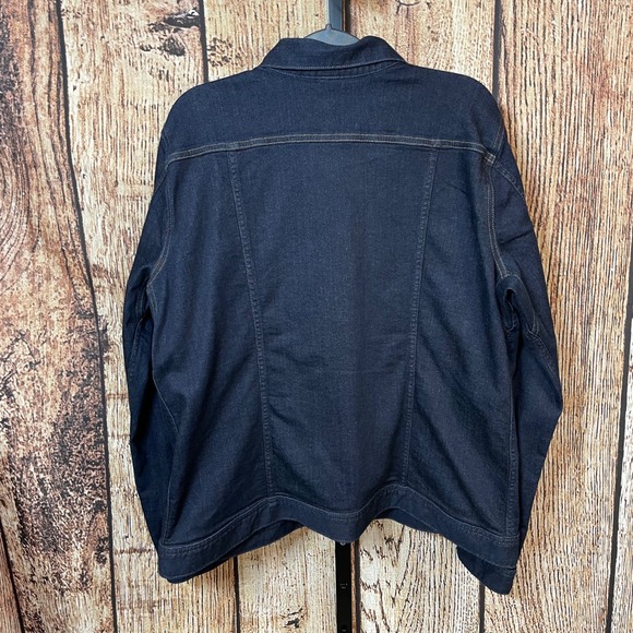 Duluth Trading Co Womens Dark Wash Stretch Denim Trucker Jacket Size Large 85819 - Picture 2 of 9